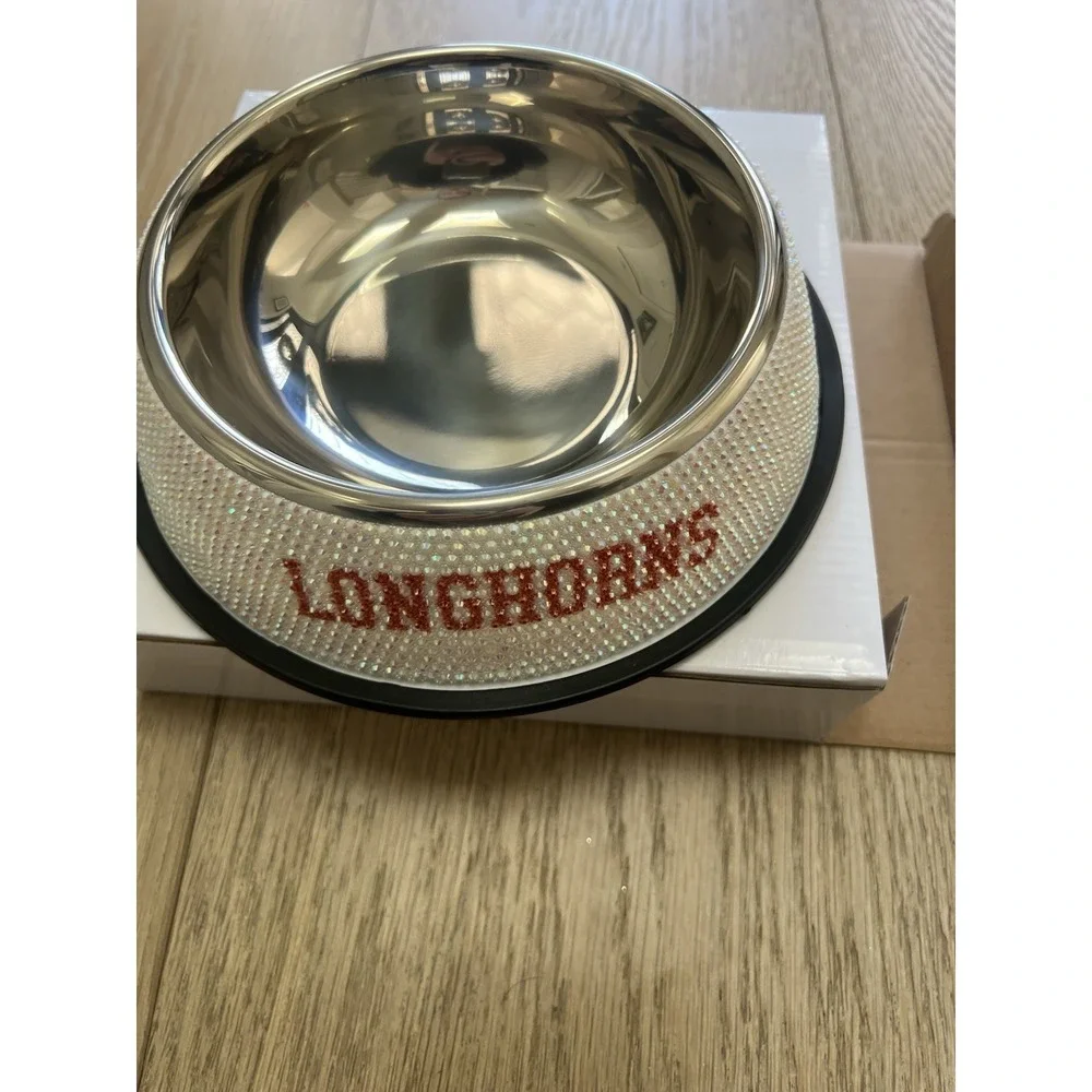 University‎ Of Texas Longhorns| Licensed NCAA Bling Stainless Pet Bowl New